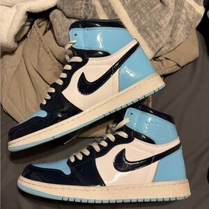 Jordan 1 Retro High UNC Patent Blue and White